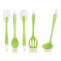 Jdeepued Silicone kitchenware 5-Piece Silicone Kitchen Utensils Cooking Utensils Set for Nonstick Cookware Includes Slotted Turner Deep Soup Ladle Silicone Kitchen Utensils