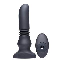 Thunderplugs Silicone Vibrating and Thrusting Plug with Remote Control, Black, 1 Count