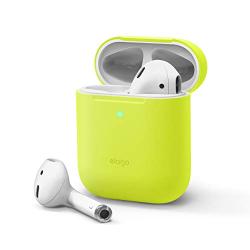 elago Upgraded AirPods Case (Front LED Visible) Protective Skinny Cover (with no Hinge) Compatible with Apple AirPods 2 and 1 (Neon Yellow)