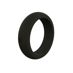 QALO Womens Black Classic Athletics Silicone Ring Size 04