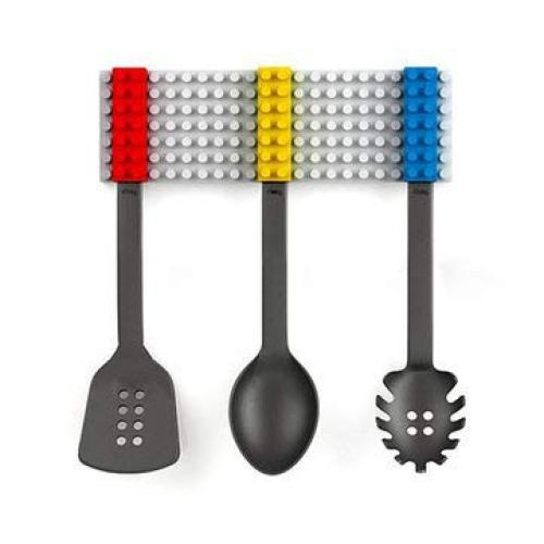 MITUHAKI 3Pcs Creative Block Cooking Utensils Spoon - 3Pcs x Creative Block Silicone Kitchenware Set - Cookware Kitchen Scoops & Rests