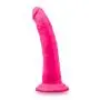 Blush Neo Elite 7.5 Inch Silicone Dual Density Dildo, Suction Cup Harness Compatible, Sex Toy for Women, Neon Pink