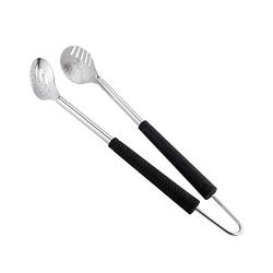 Stainless Steel Barbecue Accessories, Grilled Utensils with Grips, Heavy 3 Piece Barbecue Kit