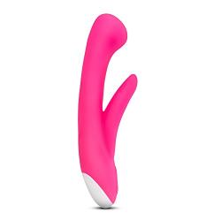 Hop - Cottontail - Sleek Platinum Cured Silicone Dual Vibrator - USB Rechargeable - Multi Speed G Spot Clitoral Stimulator - Sex Toy for Women (Hot Pink)