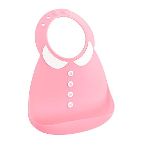 Make My Day Silicon Crumb Catcher Baby Bib (hassle free packaging, Peter Pan Collar Pink)