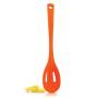 100% BFA Free 11.8" Inch Silicone Folia Slotted Spoon Kitchenware Utensil, Tempeature range -58°F to 482°F, Dishwasher Safe, Orange