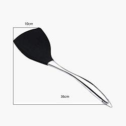 SJXmeet Wok Spatula Not Hurt The Pot Non-Stick Pan Pan Pan 304 Stainless Steel Silicone Shovel High Temperature Pan Shovel Kitchenware (Color : Black)@Black