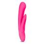 Hop - Cottontail - Sleek Platinum Cured Silicone Dual Vibrator - USB Rechargeable - Multi Speed G Spot Clitoral Stimulator - Sex Toy for Women (Hot Pink)