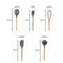 Fullyday Silicone Kitchenware Set of 5, Silicone Heat Resistant Spatulas Spoon Egg Beater Oil Brush, Ideal Wooden Handle Household Kitrchen Tools