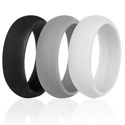 Swagmat Silicone Wedding Ring for Men ? 3 Packs & Singles ? Black, Grays & Blue - 8.7mm Wide: Leading Brand for Comfort of Rubber Wedding Bands for Men - 2 mm Thickness