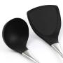 Chef 4 Piece Set Cooking Tool Set Stainless Steel Kitchen Utensils Heat Resistant Silicone Kitchenware Black