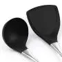 Chef 4 Piece Set Cooking Tool Set Stainless Steel Kitchen Utensils Heat Resistant Silicone Kitchenware Black