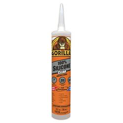 Gorilla Clear 100 Percent Silicone Sealant Caulk, Waterproof and Mold & Mildew Resistant, 10 ounce Cartridge, Clear, (Pack of 1)