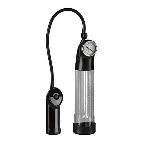Doc Johnson OptiMALE - Power Pump - Battery-Operated Penis Pump with Pressure Gauge - Silicone Comfort Sleeve