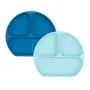 Bumkins Bumkins Silicone Grip Dish, Suction Plate, Divided Plate, Baby Toddler Plate, BPA Free, Microwave Dishwasher Safe - 2pk Dark Blue/Blue