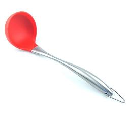 1pcs Silicone Kitchenware Silicone Spoon Stainless Steel Hollow Handle Nylon Spoon Silicone Black Red Spoon Kitchenware