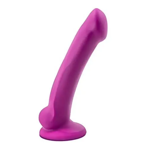 7.25" Realistic Sensa Feel Dual Density Dildo - Platinum Silicone - Cock and Balls Dong - Suction Cup Harness Compatible - Sex Toy for Women - Sex Toy for Adults (Violet)