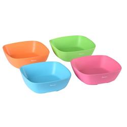 Bakerpan Silicone Toddler Square Feeding Bowl, Set of 4 (Multi)