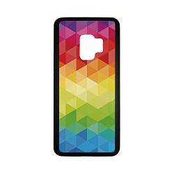 Colorful Home Decor Rubber Phone Case,Geometrical Polygonal Diamond Forms with Triangle Mirroring Lines Artwork Compatible with Samsung Galaxy S9,One Size