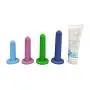 Silicone Vaginal Trainers with 4oz Bottle of Personal Lubricant - Pack of 4 for Use with Vaginismus, Therapy After Radiation, Vulvodynia, and Vaginitis (Medium)