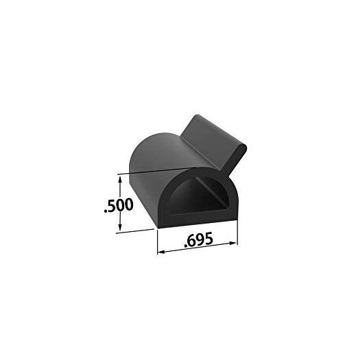 Exonic Polymer Premium&quotD" - Seal with Fin EPDM Rubber Gasket (0.700" Width X 0.700" Height) - with PSA or Hats Adhesion Tape - Ideal for Homes, Cars, RVs, and Boats (25 Feet, PSA Tape)