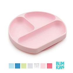 Bumkins Silicone Grip Dish, Suction Plate, Divided Plate, Baby Toddler Plate, BPA Free, Microwave Dishwasher Safe ? Pink