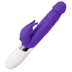 Flosky 7 Modes Rota-ting Rabbit Vib G-S USB Rechargeable Female Telescopic Di-do Mssager Stimulation Toy for Women (Purple)