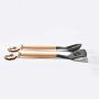Hjyi Kitchen Cooking solid wood handle Silicone kitchenware set combination non-stick pot high temperature cooking tool Set (kitchenware 10-piece set)