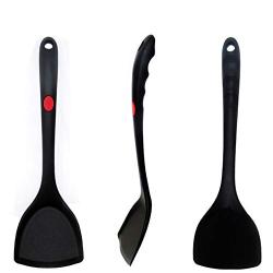 Kitchenware Utensils Premium Silicone Non-Stick and Heat Resistant Utensils for Cooking, Flipping and Pressing Black 3 packs