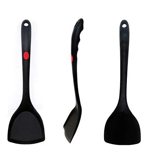 Kitchenware Utensils Premium Silicone Non-Stick and Heat Resistant Utensils for Cooking, Flipping and Pressing Black 3 packs