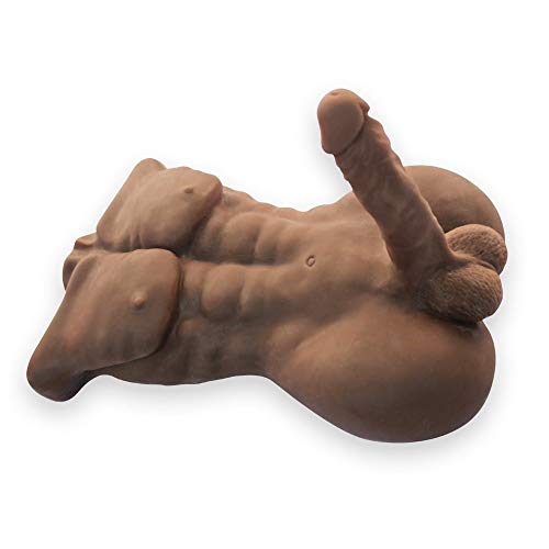 ULXYP Male Realistic Soft Silicone Female self-Timer Gift Mens Torso Doll Female Adult Toy (Brown)