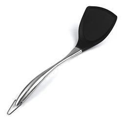 Dana Carrie Stainless Steel Kitchenware kitchen spatula 304 stainless steel silicone kitchen utensils heat resistant silicone spatula non-stick inner pot, black spatula