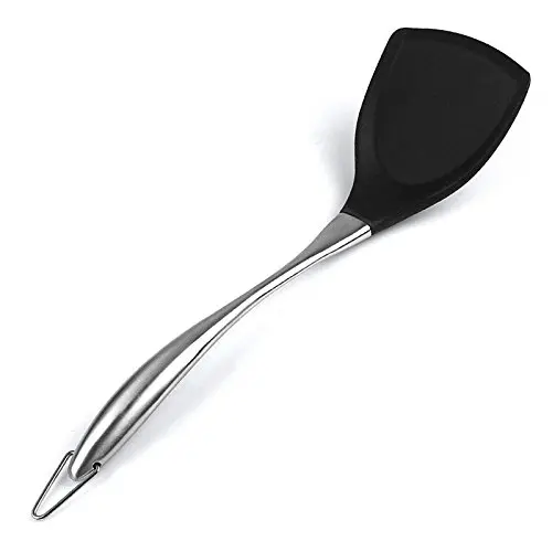 Dana Carrie Stainless Steel Kitchenware kitchen spatula 304 stainless steel silicone kitchen utensils heat resistant silicone spatula non-stick inner pot, black spatula