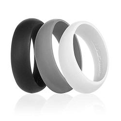 Swagmat Silicone Wedding Ring for Men ? 3 Packs & Singles ? Black, Grays & Blue - 8.7mm Wide: Leading Brand for Comfort of Rubber Wedding Bands for Men - 2 mm Thickness