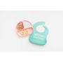 Simka Rose Silicone Bib - Waterproof Baby Bibs for Girls and Boys - Perfect for Babies and Toddlers - Easy to Clean Feeding Bibs - Excellent Baby Shower Gift - Set of 2 (Peach/Mint)
