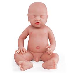 Vollence 18 inch Sleeping Full Body Silicone Baby Dolls,Not Vinyl Material Dolls,Eye Closed Realistic Newborn Real Baby Dolls That Look Real, Soft Handmade Silicone Lifelike Baby Doll - Boy