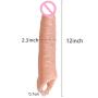 Silicone Cóndom Reusable Pênnís Sleeve Enlargement Toys for Men Chástity Clítoris Stímulator Pênnís Rings 12 INCH Skin Color