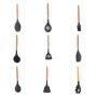 MENGSHI 9pcs Silicone Kitchenware Set, Wooden Kitchen Utensil Sets,Storage Tube Furniture Kitchen Utensils Spatula Soup Spoon