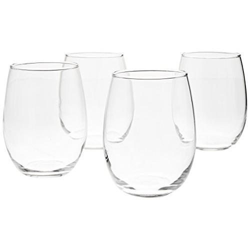 AmazonBasics Stemless Wine Glasses, 15-Ounce, Set of 4