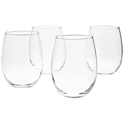 AmazonBasics Stemless Wine Glasses, 15-Ounce, Set of 4