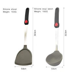 Silicone spatula spoon High temperature resistance Stainless steel kitchenware Cake cream spatula Silicone scraper Baking tools For cooking, baking,Greyspoon