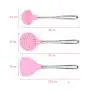 Silicone Kitchenware Three-piece Set High Temperature Resistant Stainless Steel Silicone Kitchenware (Color : Pink)