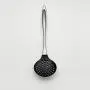 Hjyi Silicone Kitchen Utensils Stainless steel Silicone kitchenware non-stick pot special long handle Chinese shovel spoon filter spoonful (3-piece set)