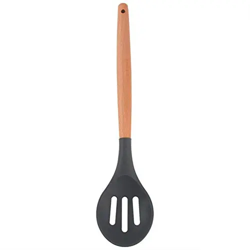 Gwjs Silicone Spatula Set Kitchenware, Non-stick Heat-resistant Cookware Wooden Handle Cooking Tools Kitchen Utensils-black H 30.5cm(12inch)