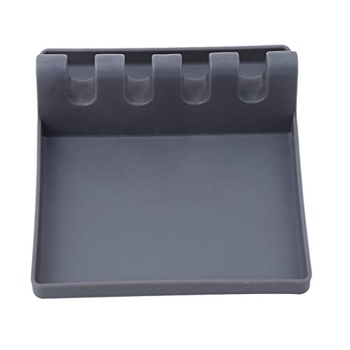 Samoii Set of 2 Kitchen Silicone Cooking Utensil Holder Non-Slip Anti-Heat Kitchenware Rack (Gray)