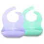 Set of 2 Colors Clear Cute Clear Silicone Baby Bibs for Babies & Toddlers (10-72 Months) by Panda Ear-Waterproof, Soft, Unisex, Non Messy - Light Blue/Purple