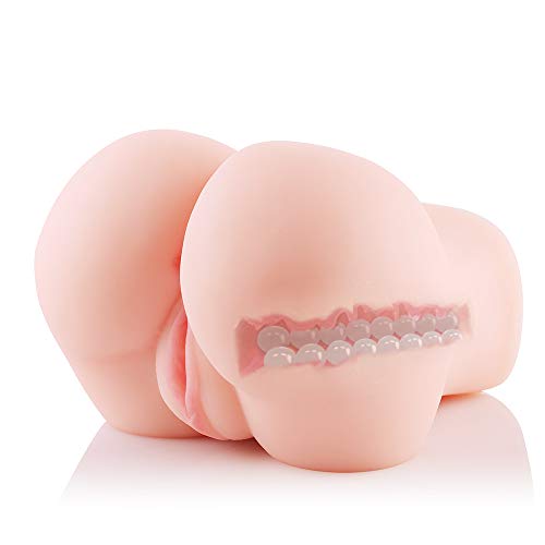 3D Realistic Pussy Ass Masturbator for Couples Male, Hismith Lifesize Vagina Anal Butt Love Doll Sex Toy with Two Strings of Stimulation Pearls (Pussy with Stimulation Pears)