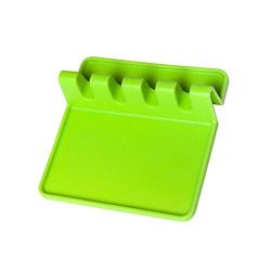 BESTONZON Kitchen Utensil Rest Mat Heat Resistant Ladle Fork Mat Silicone Spoon Rest Kitchenware Drying Mat (Green)