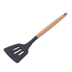 Dolland Silicone Cooking Utensils Kitchen Utensil Wooden Handle Kitchenware Spoon,Black Shovel