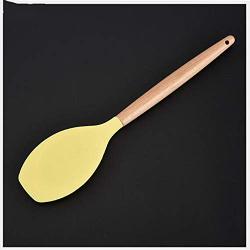 Ill NEVER BE HER Wooden Handle Color Silica Gel Kitchenware 6 Pieces Set Non-Stick Pan Silicone Kitchenware Set Cooking Shovel Spoon Tool